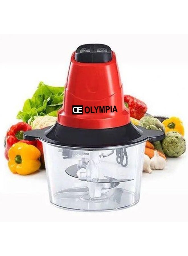 Olympia مفرمة الطعام الكهربائية أوليمبيا OE-551 بقوة 600 واط مع وعاء سعة 2 لتر معالج مطبخ قوي للحوم والخضروات والفواكه مزودة بشفرات حادة وتصميم مدمج ونظام تنظيف سهل - Image 2